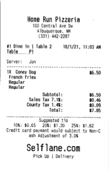 Receipt Tax Itemized